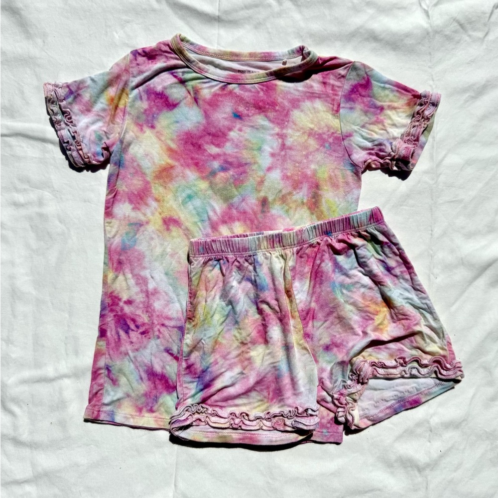 Posh Peanut Tie-Dye Ruffle Top & Shorts Set size 5t
